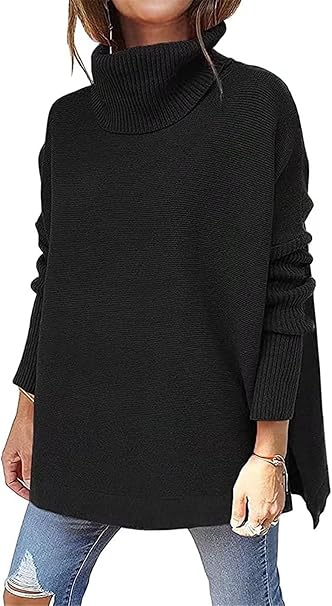 Oversized Split-Hem Knit Sweater